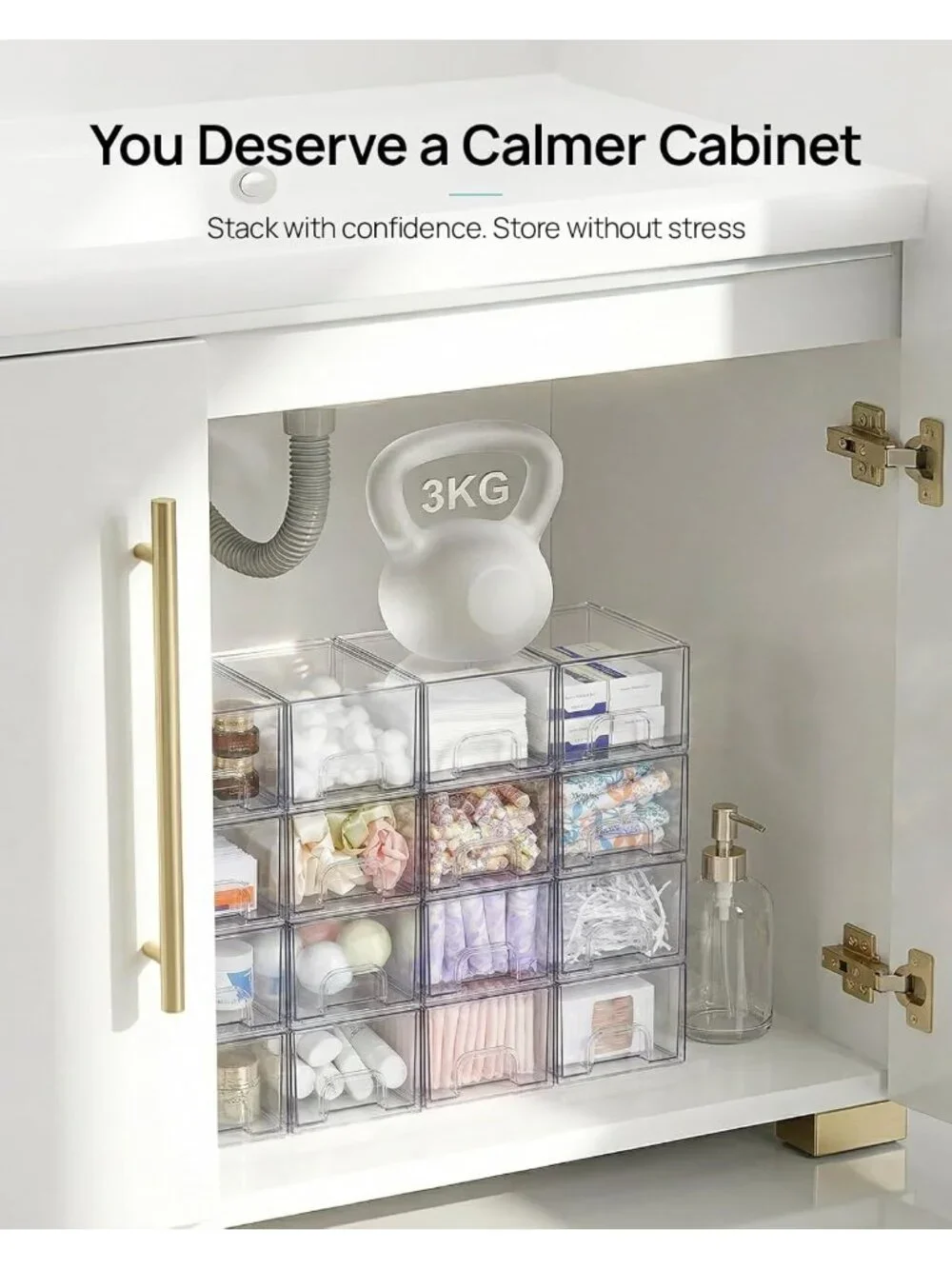 New 4 Pack Clear Stackable Storage Drawers Acrylic Makeup Vanity Organizer Bins